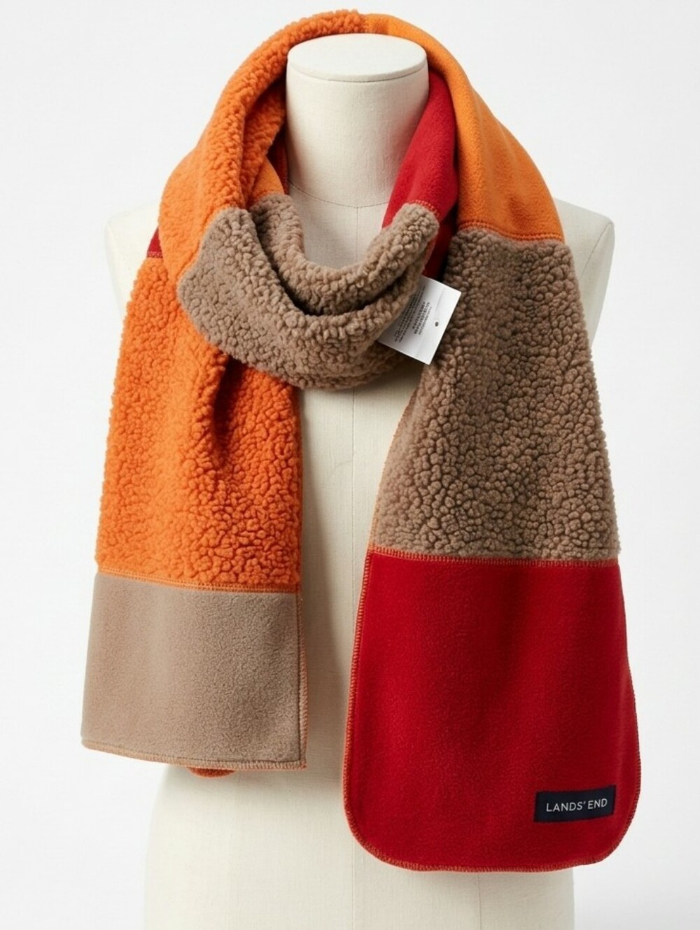 NWT Lands' End Marinac Insulated Sherpa Scarf Red Orange